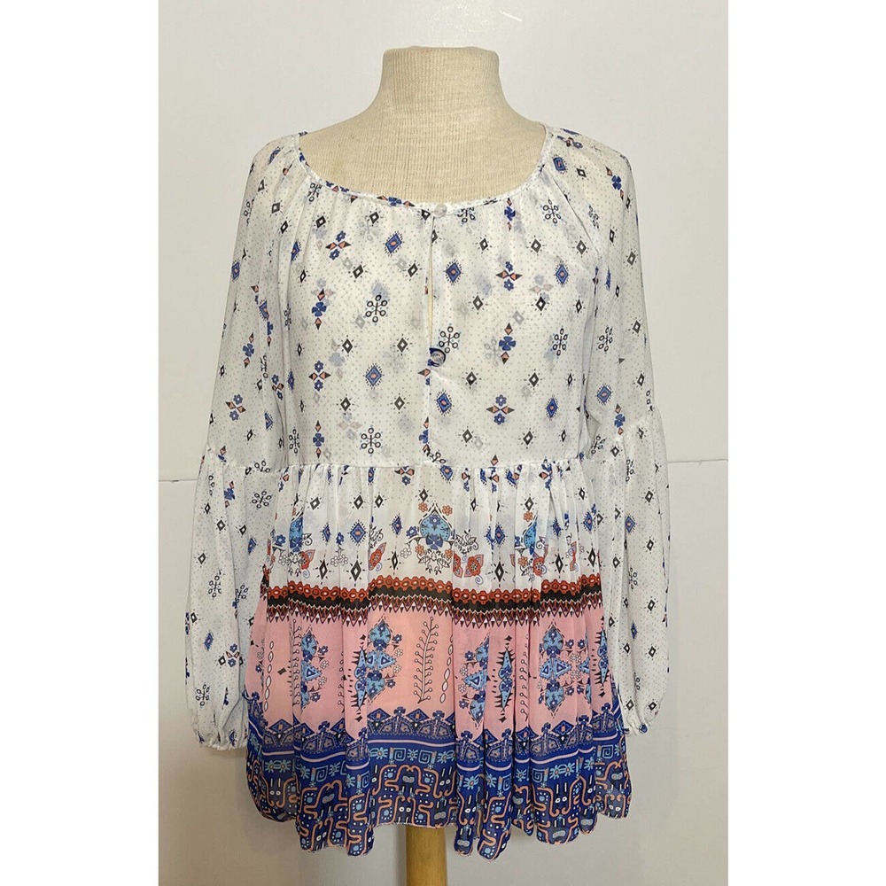 BEINN Women’s Polyester Boho Blouse Made in Italy Multi Print Size M